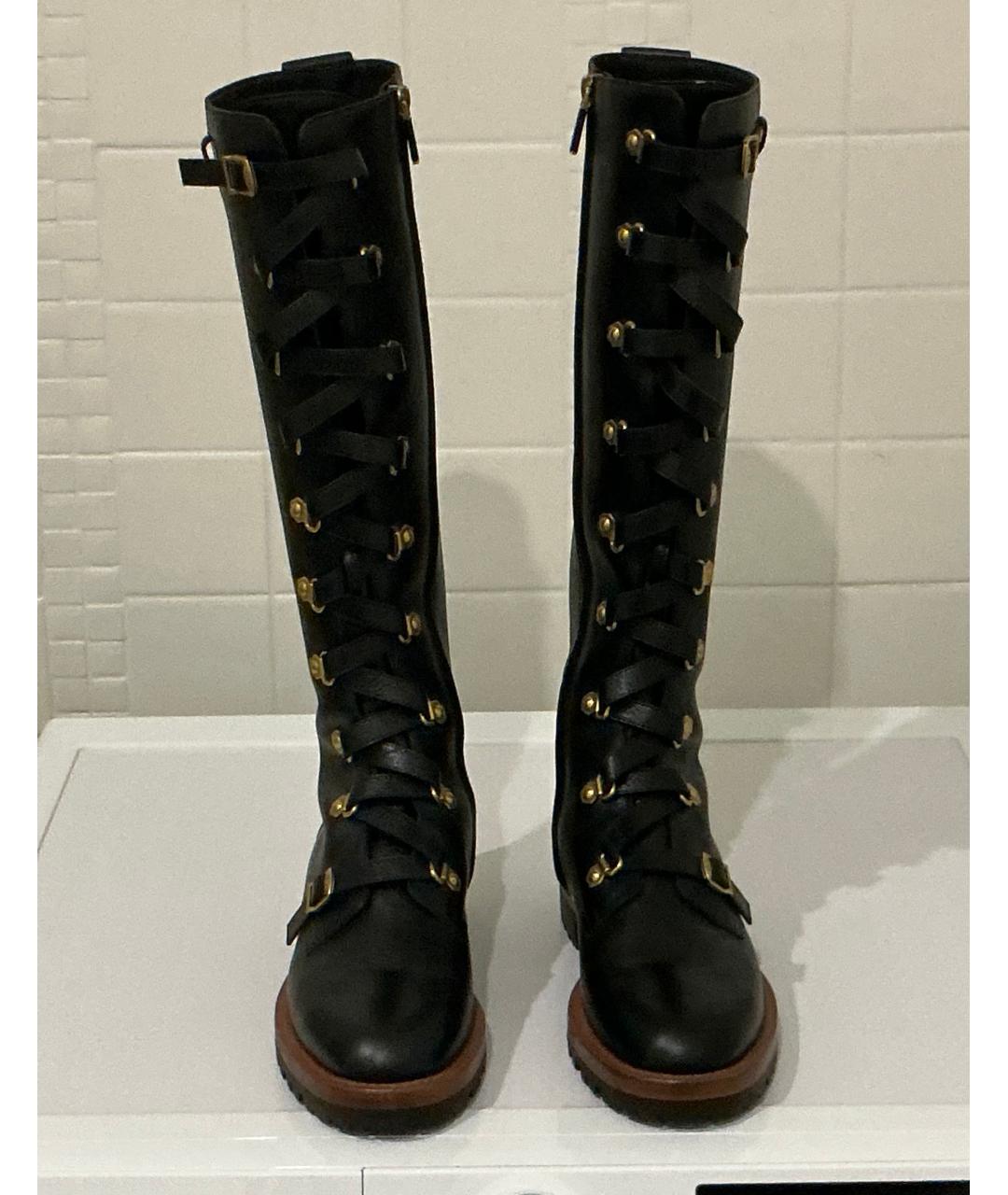 CHRISTIAN DIOR Черные кожаные сапоги, фото 2