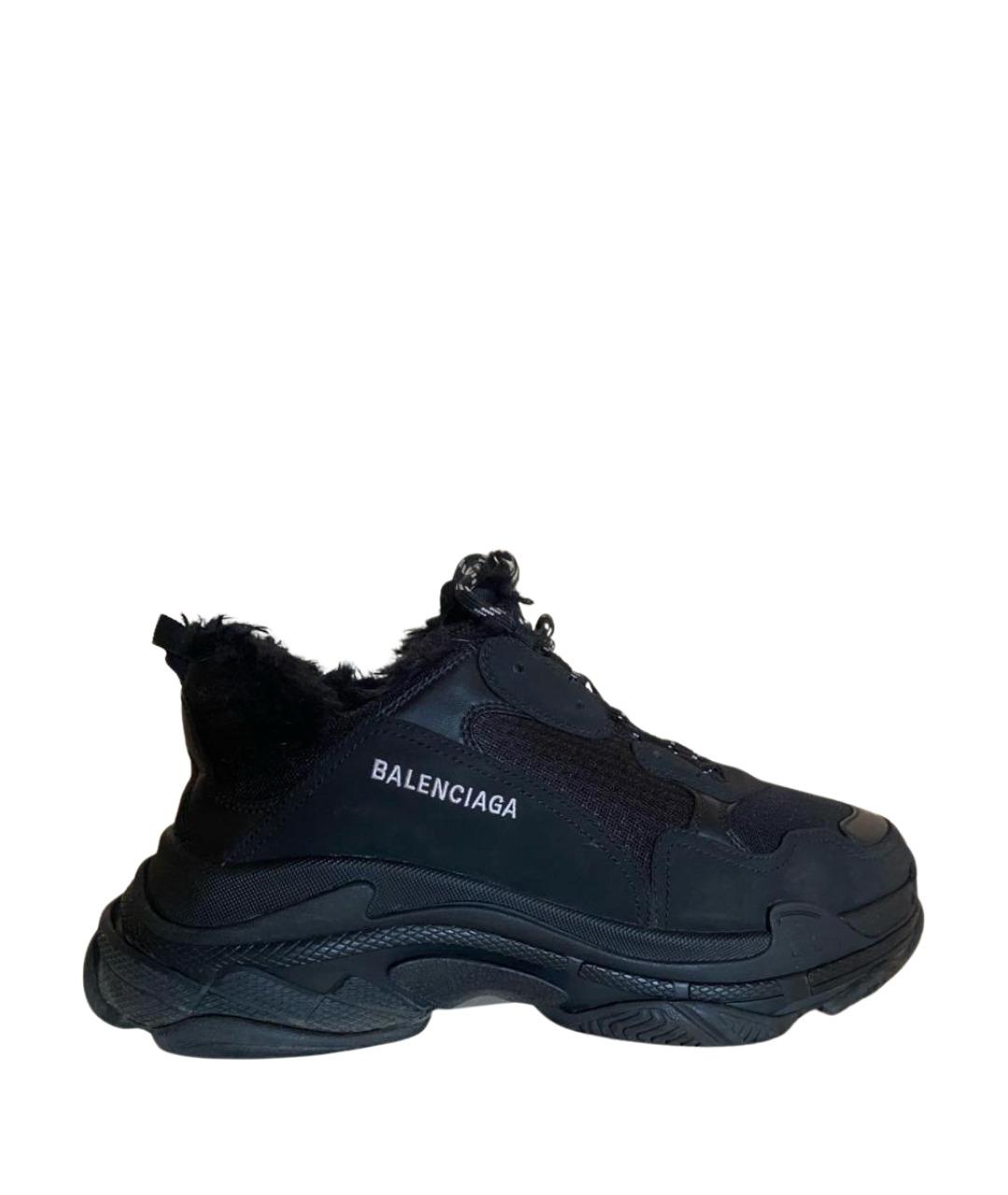 BALENCIAGA Черные текстильные низкие кроссовки / кеды, фото 1