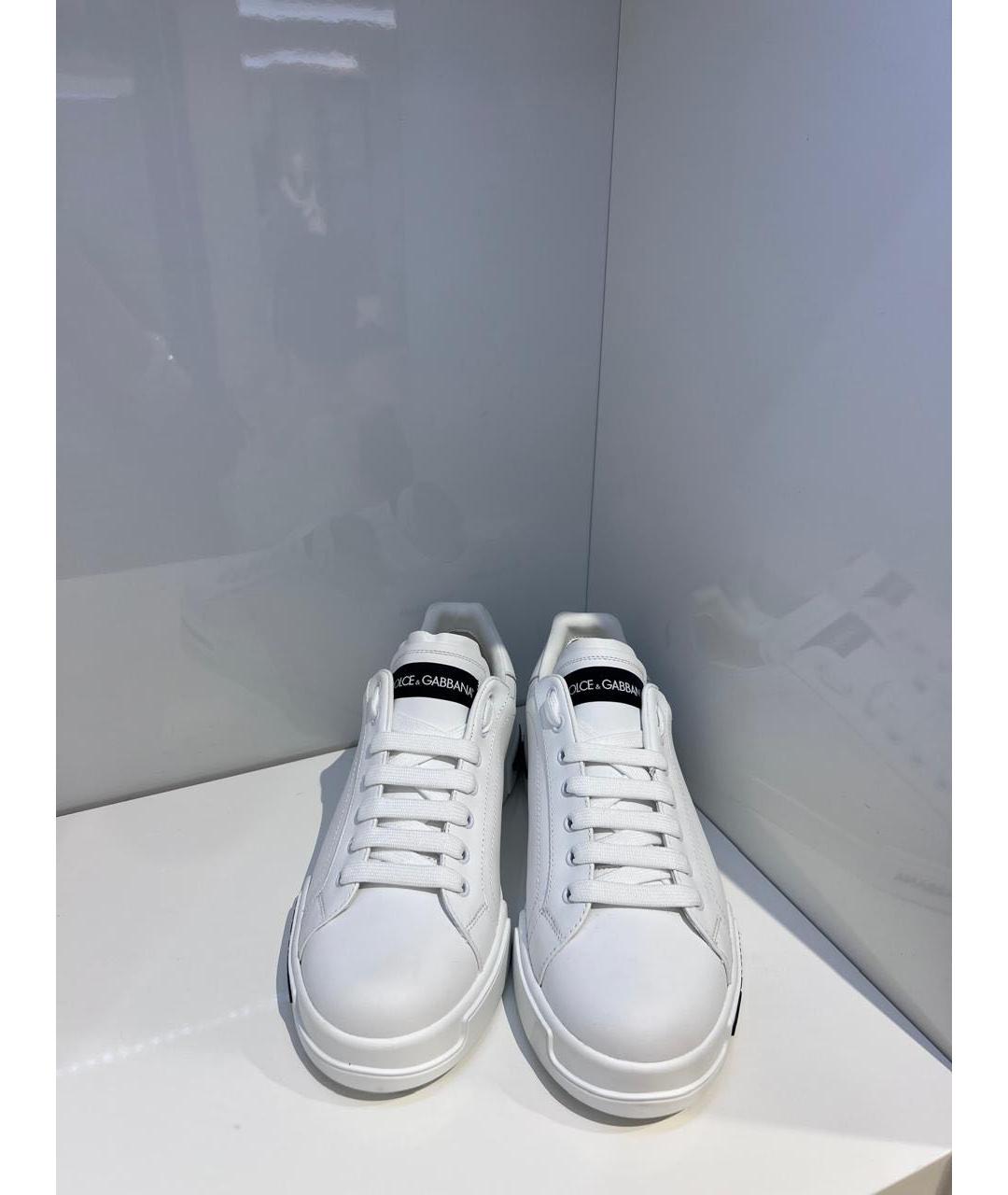 DOLCE&GABBANA Белые кожаные низкие кроссовки / кеды, фото 3