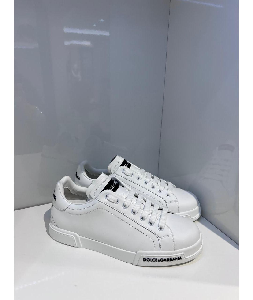 DOLCE&GABBANA Белые кожаные низкие кроссовки / кеды, фото 2