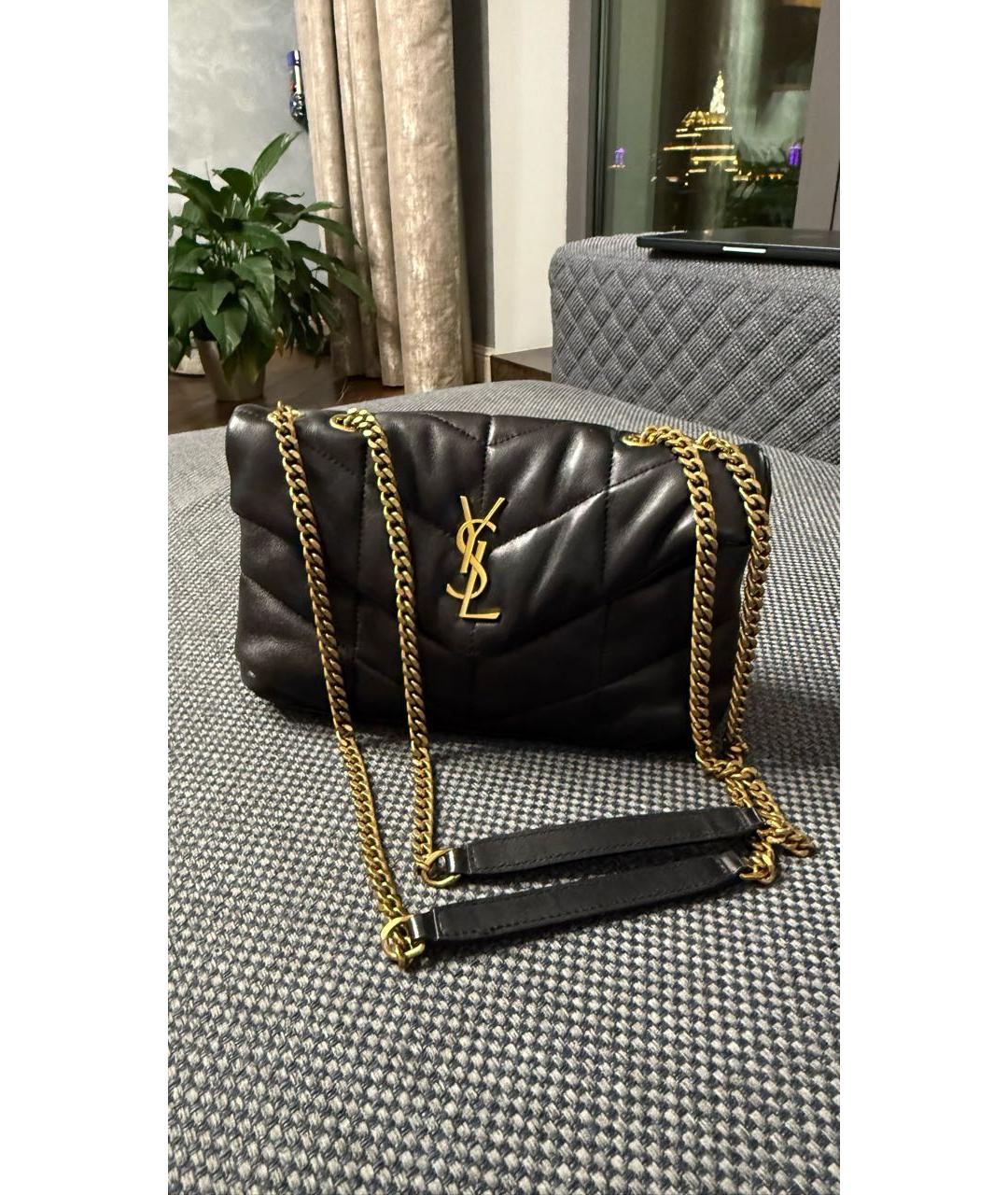 SAINT LAURENT Черная кожаная сумка через плечо, фото 3