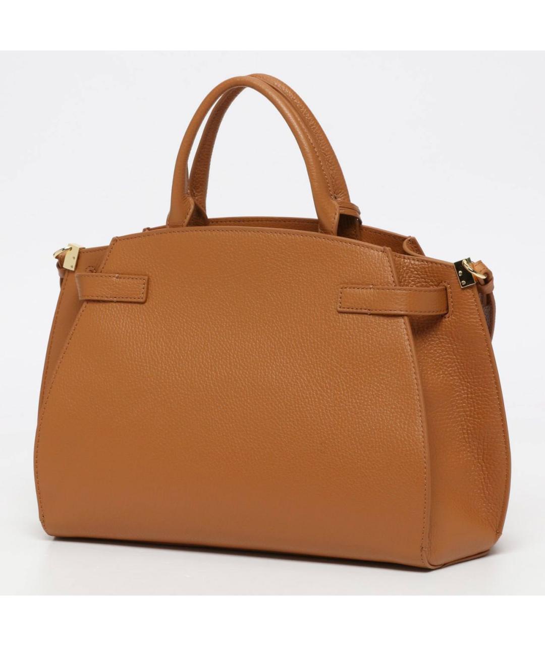 COCCINELLE Коричневая кожаная сумка с короткими ручками, фото 3