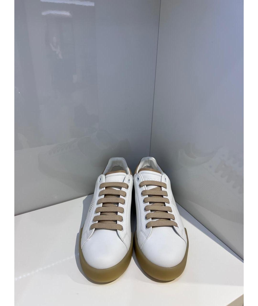 DOLCE&GABBANA Белые кожаные низкие кроссовки / кеды, фото 3