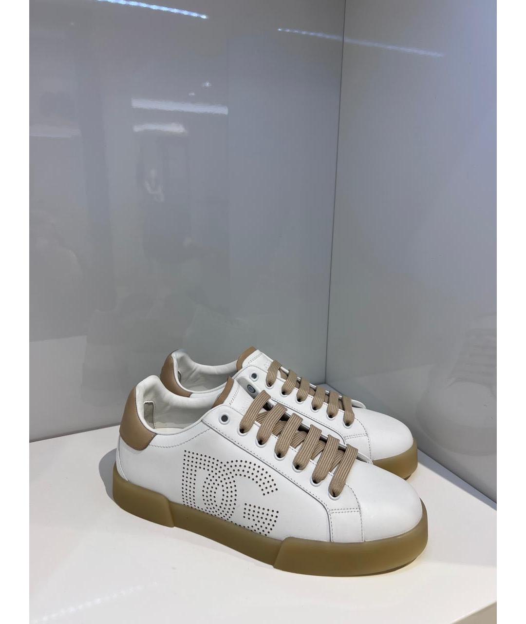 DOLCE&GABBANA Белые кожаные низкие кроссовки / кеды, фото 2