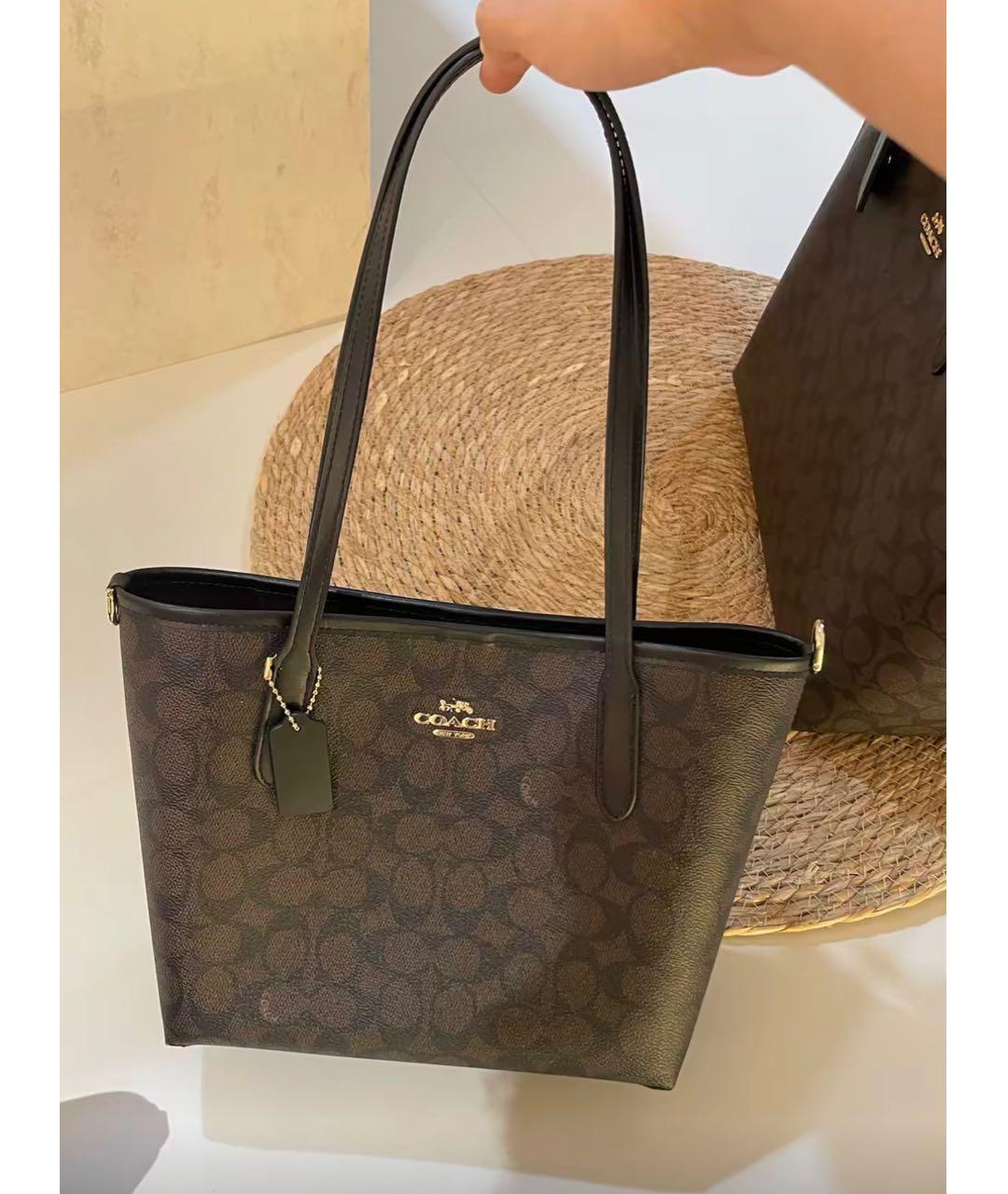 COACH Коричневая кожаная сумка тоут, фото 5