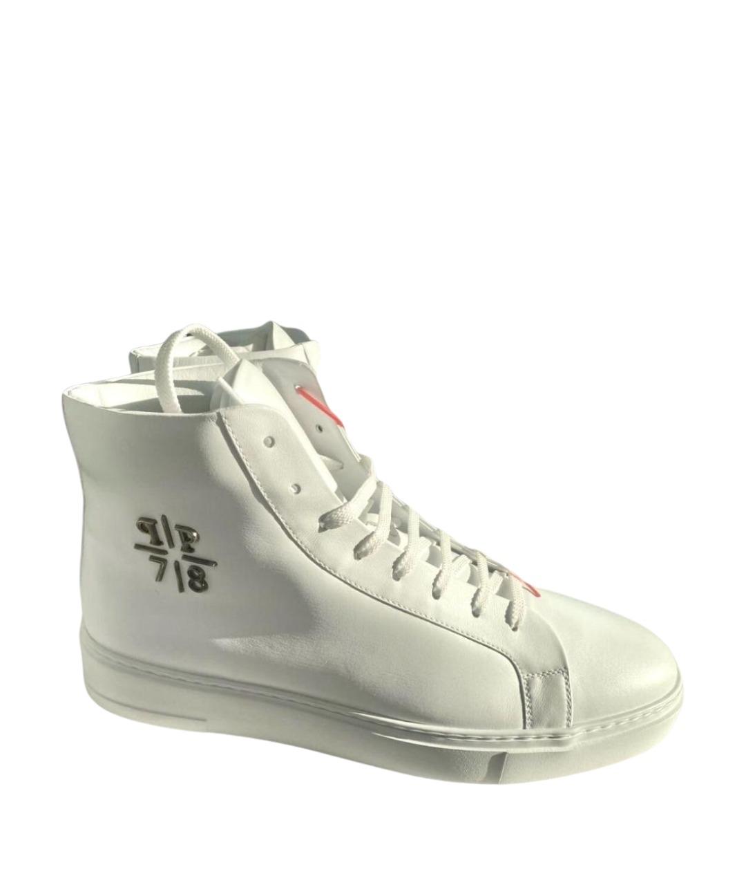 PHILIPP PLEIN Белые кожаные высокие кроссовки / кеды, фото 1