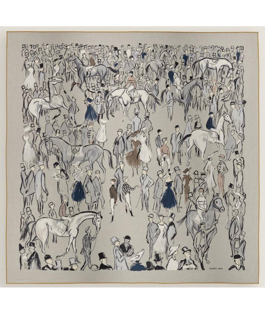 HERMES Серый кашемировый платок, фото 4