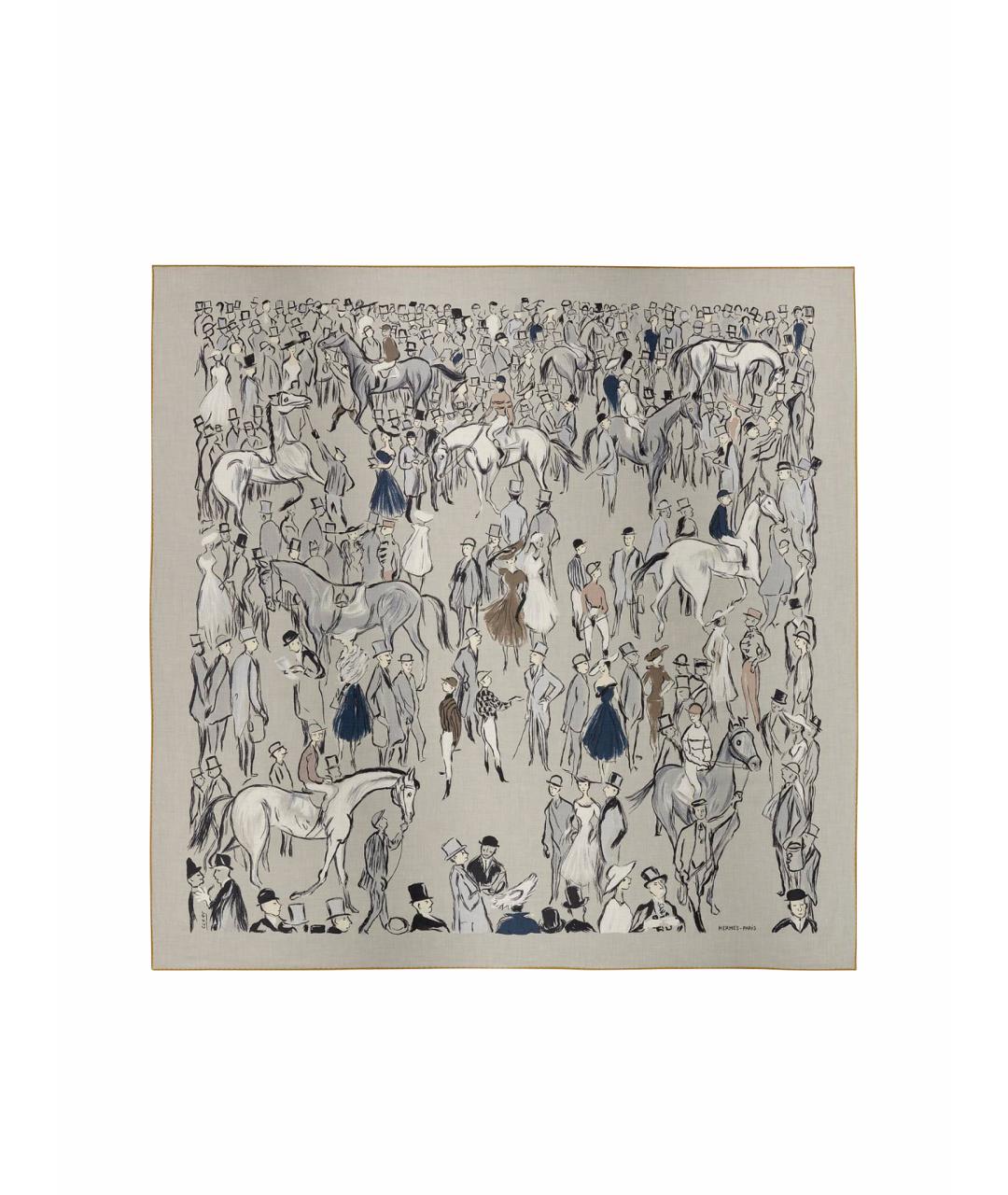 HERMES Серый кашемировый платок, фото 1