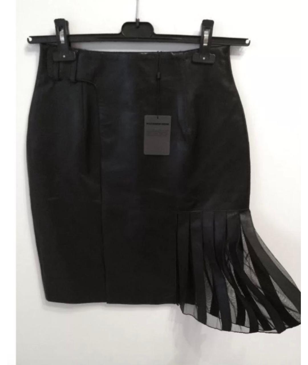 ALEXANDER WANG Черная кожаная юбка мини, фото 3