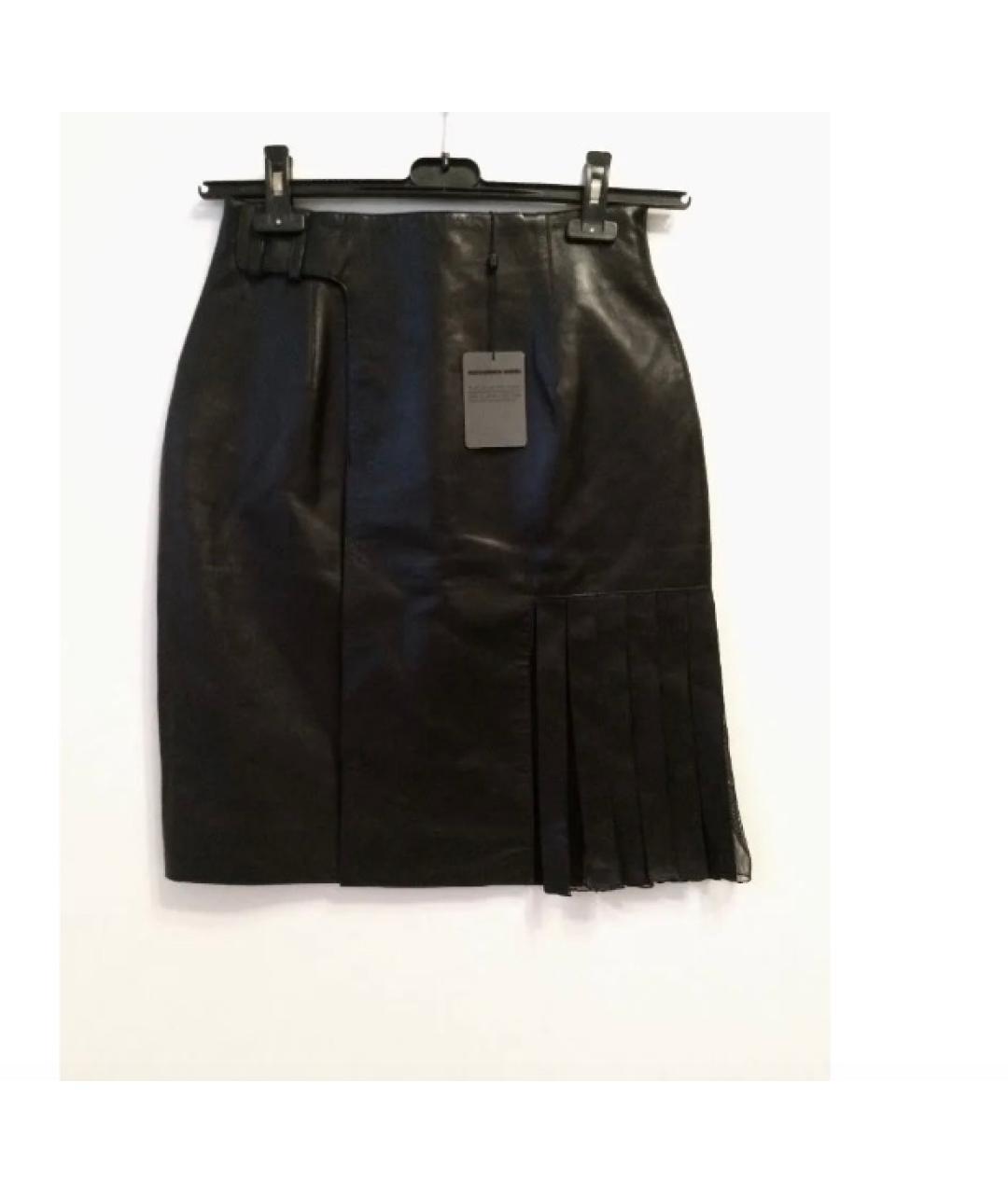 ALEXANDER WANG Черная кожаная юбка мини, фото 2