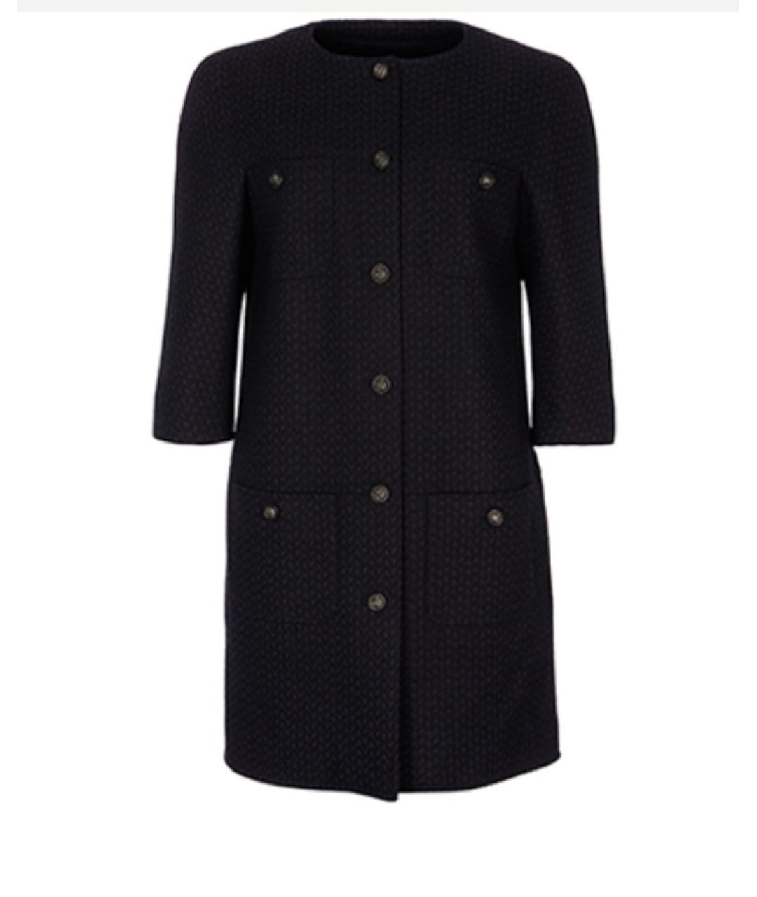 CHANEL Темно-синее шерстяное пальто, фото 8