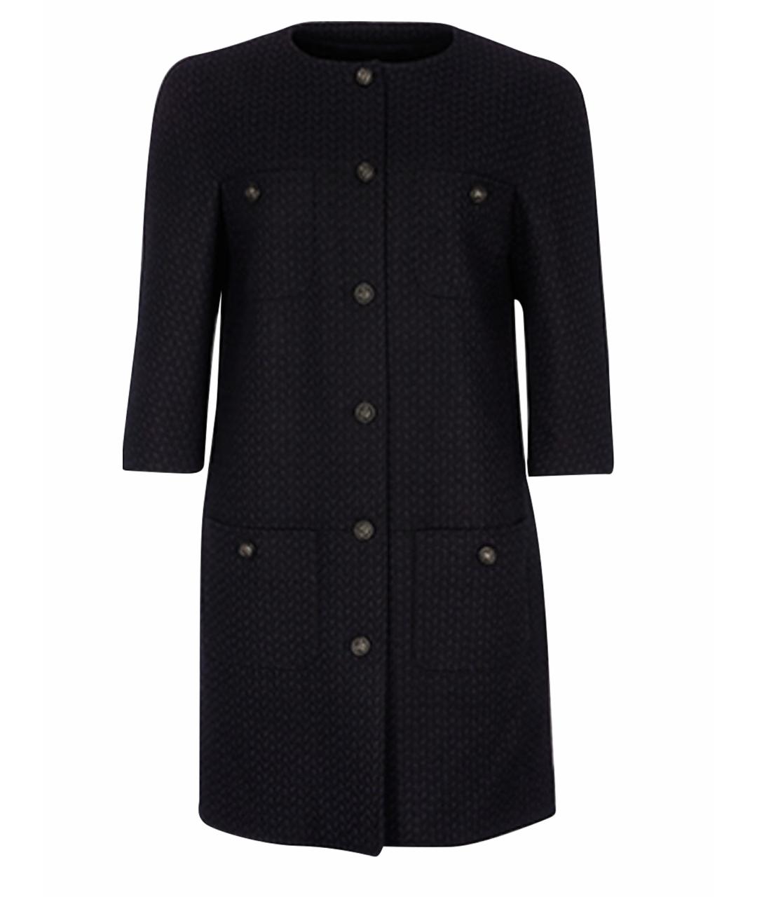 CHANEL Темно-синее шерстяное пальто, фото 1