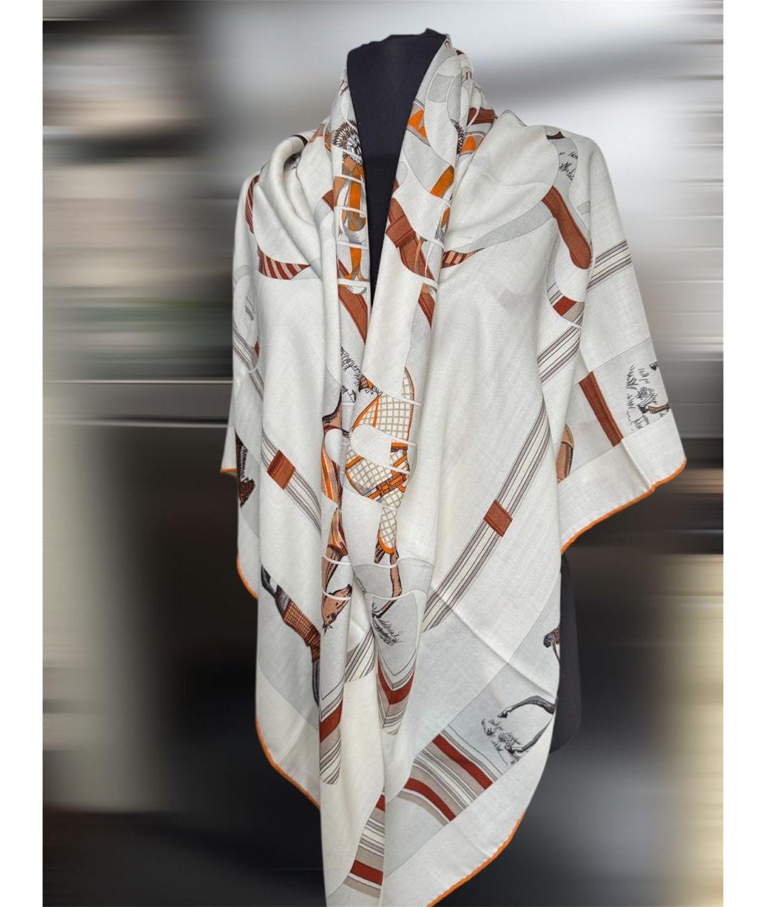 HERMES Бежевый кашемировый платок, фото 2