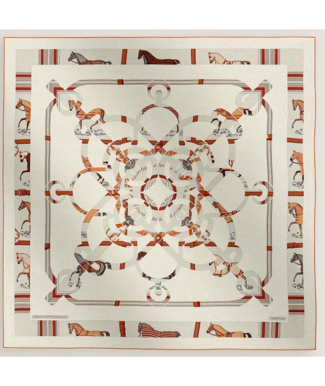 HERMES Бежевый кашемировый платок, фото 4