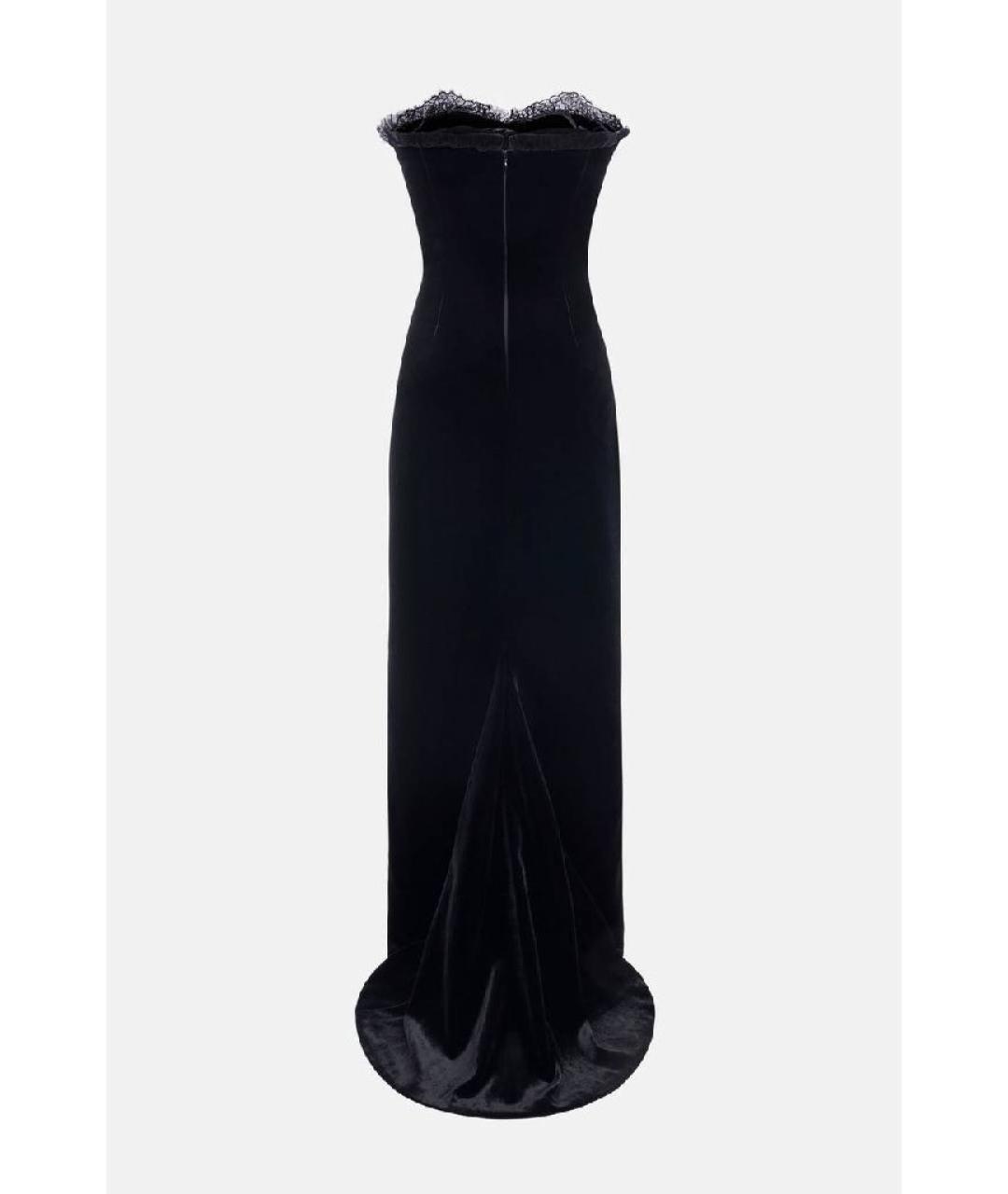 ALESSANDRA RICH Черное велюровое вечернее платье, фото 5