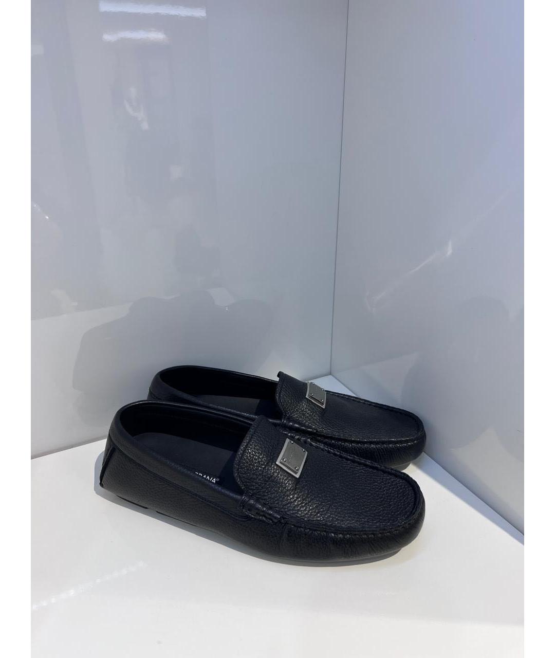 DOLCE&GABBANA Черные кожаные мокасины, фото 2
