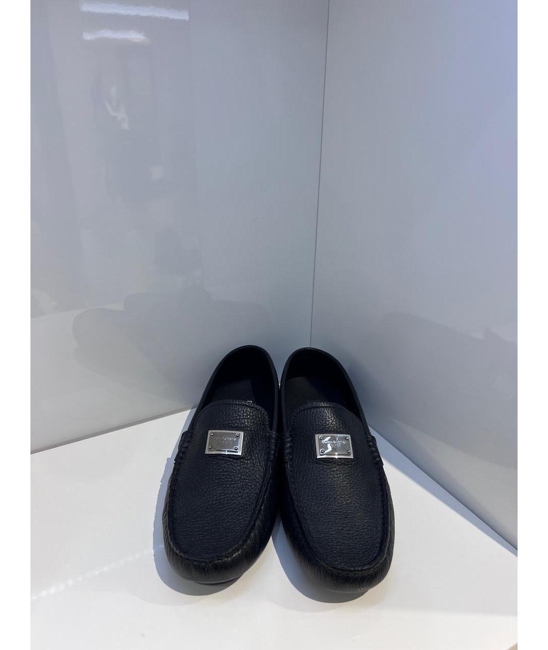 DOLCE&GABBANA Черные кожаные мокасины, фото 3