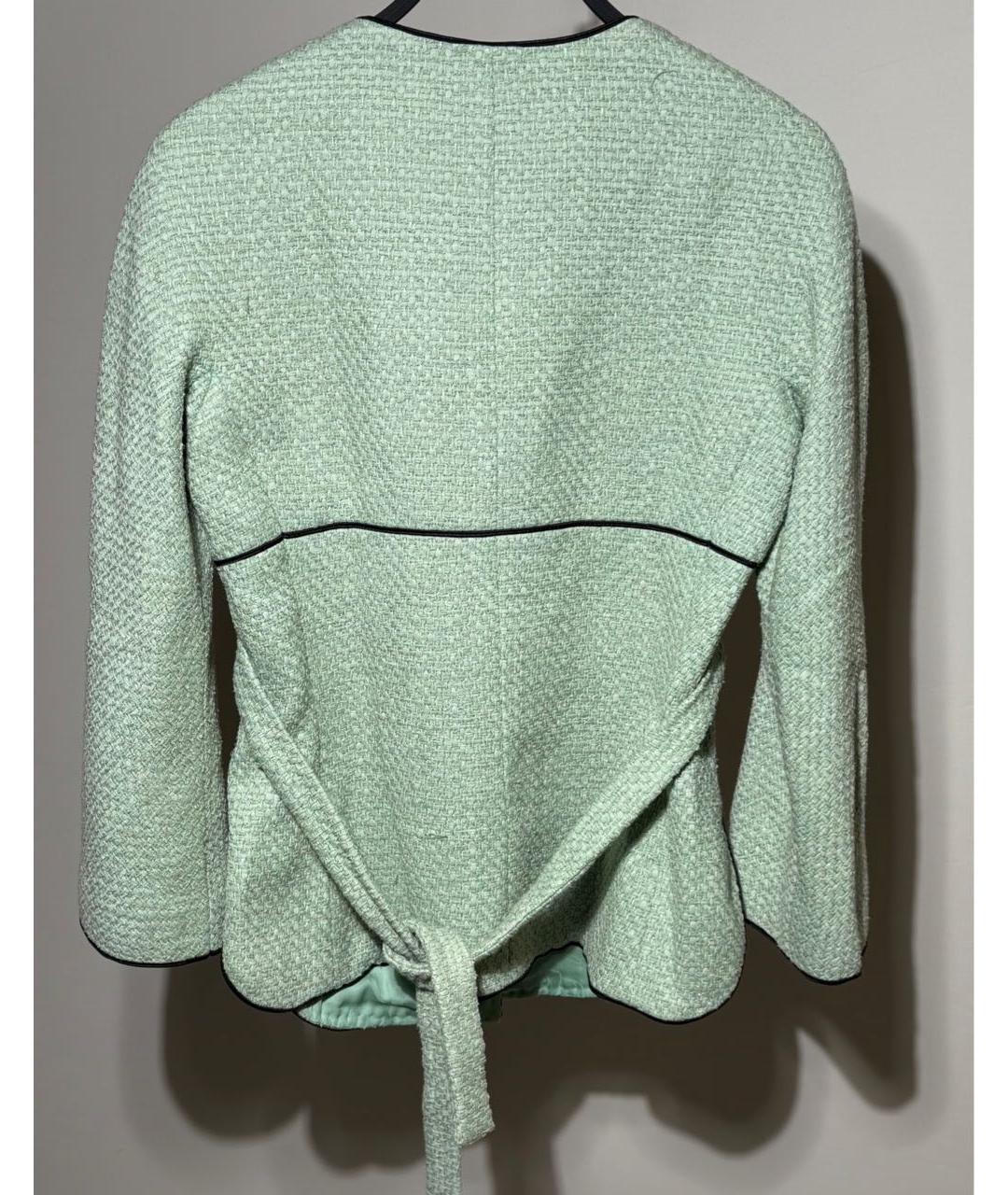 CHANEL Бирюзовый хлопковый жакет/пиджак, фото 2