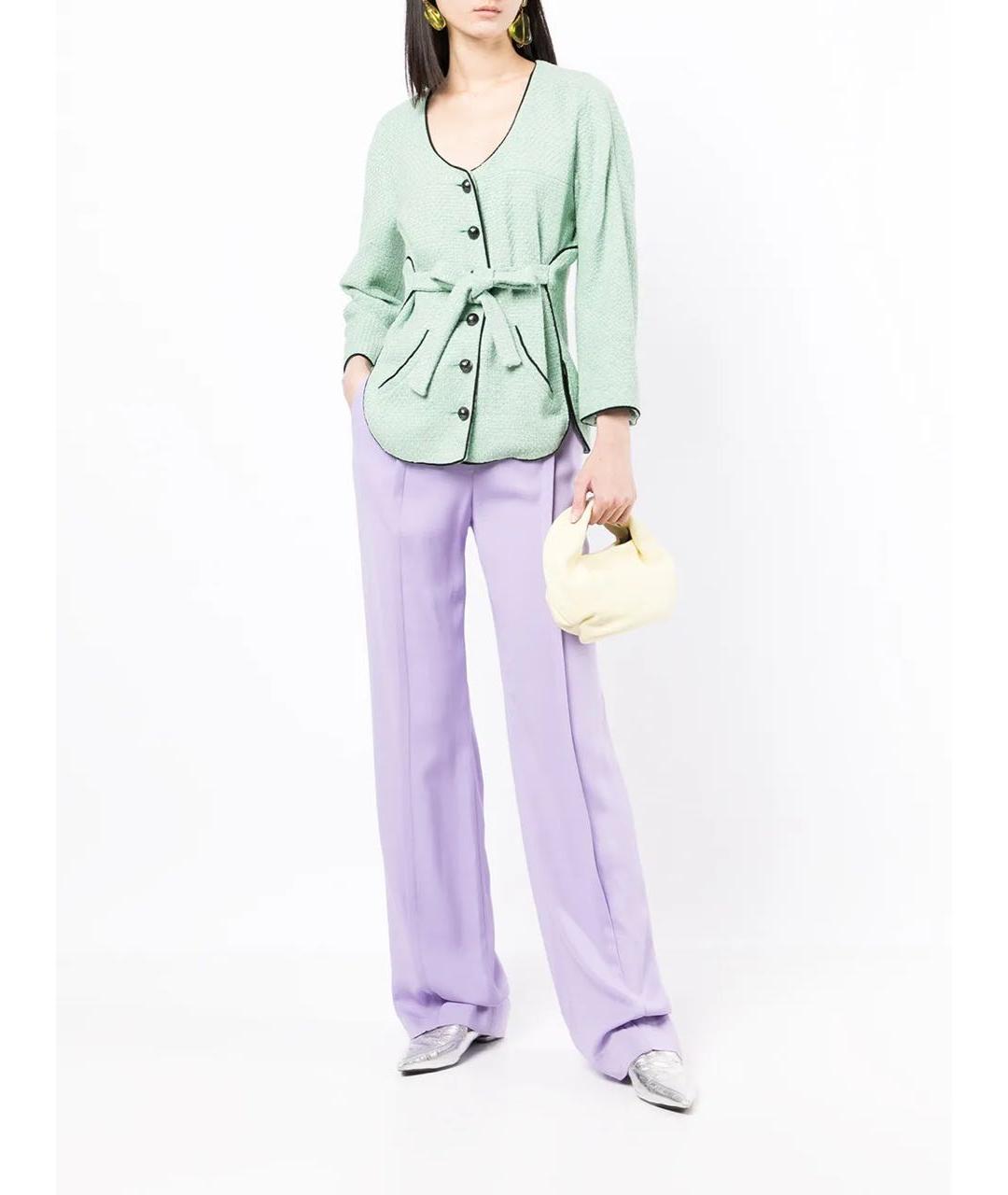 CHANEL Бирюзовый хлопковый жакет/пиджак, фото 5