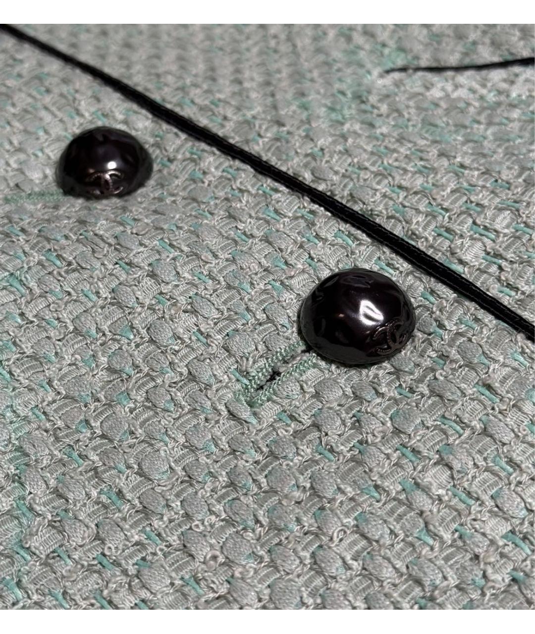 CHANEL Бирюзовый хлопковый жакет/пиджак, фото 8