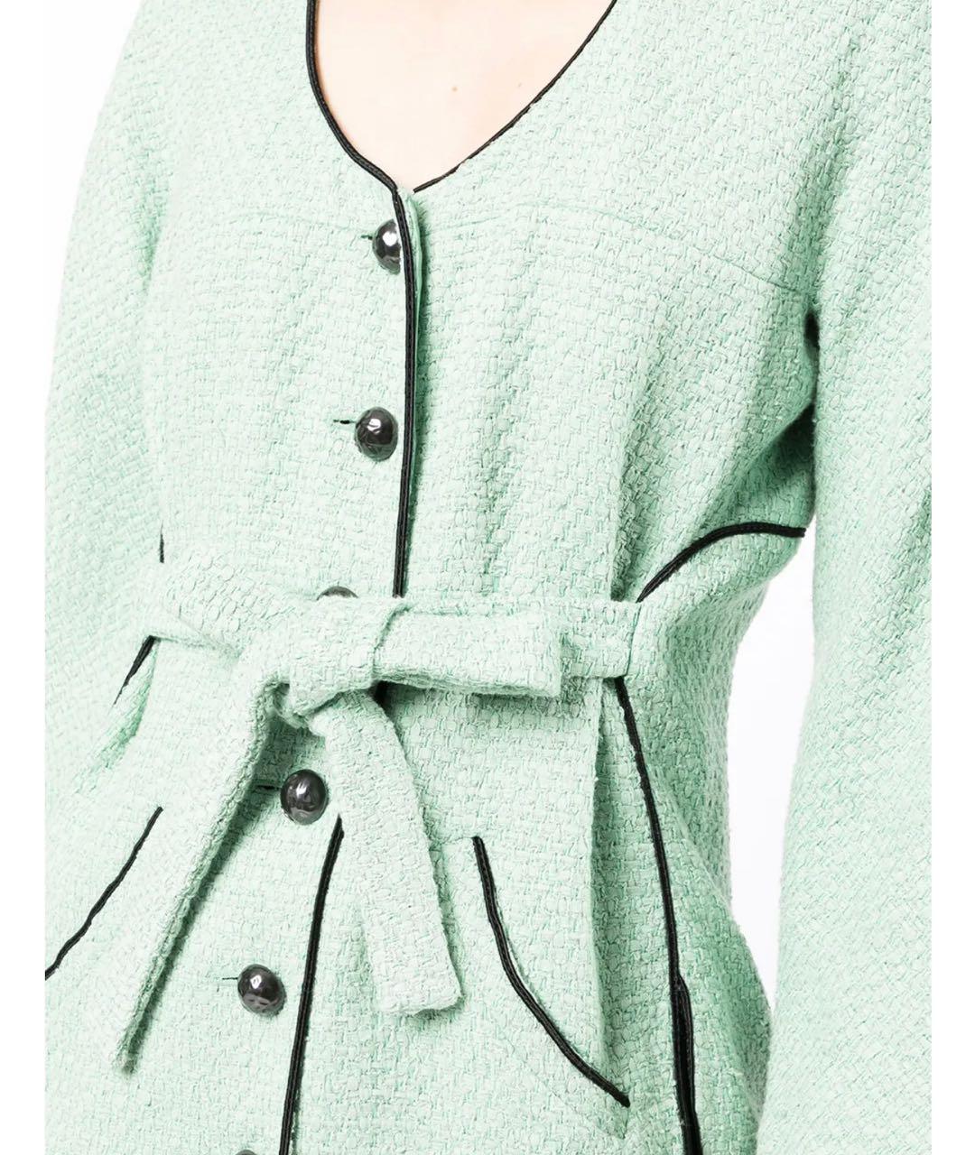 CHANEL Бирюзовый хлопковый жакет/пиджак, фото 4