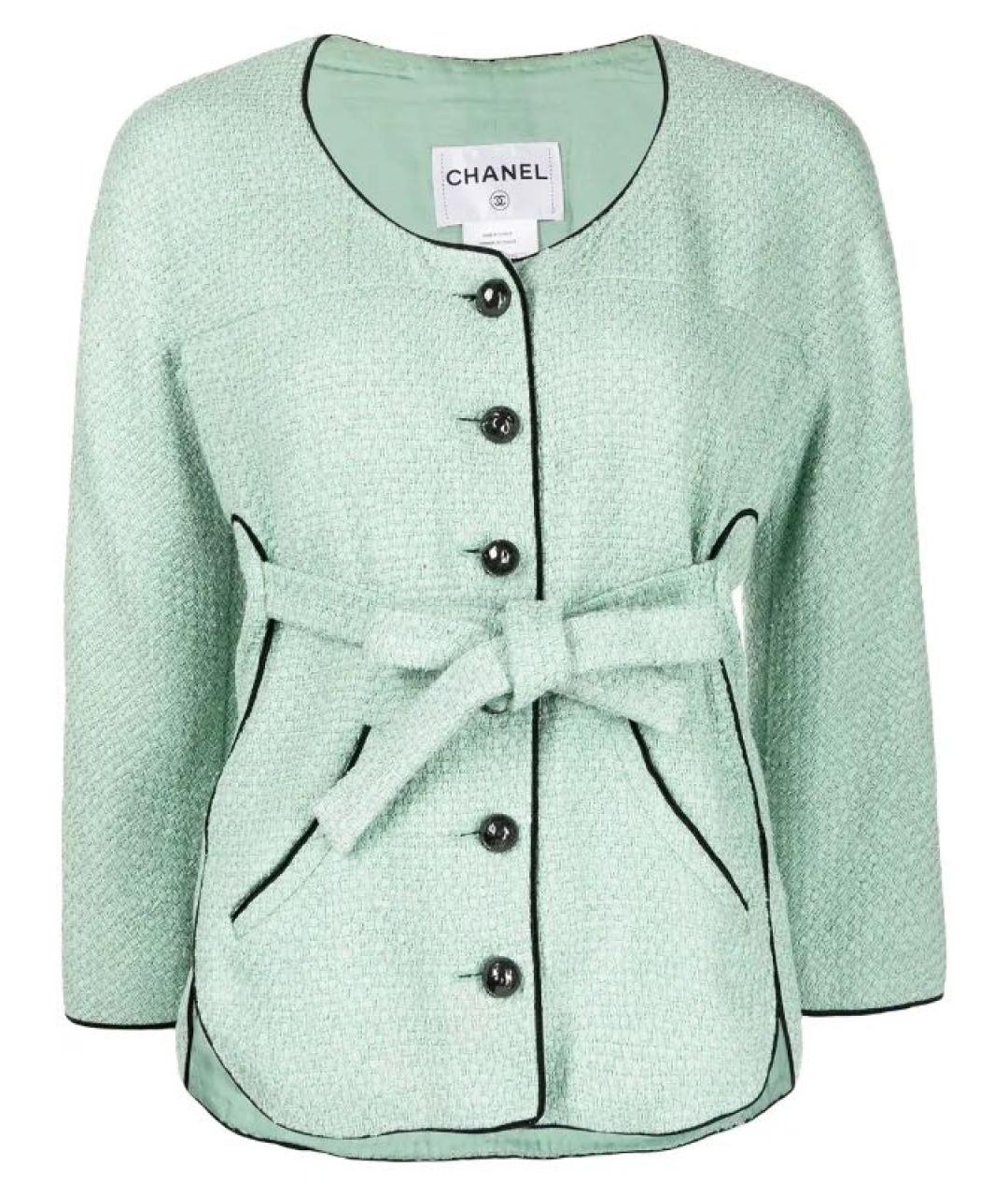 CHANEL Бирюзовый хлопковый жакет/пиджак, фото 1