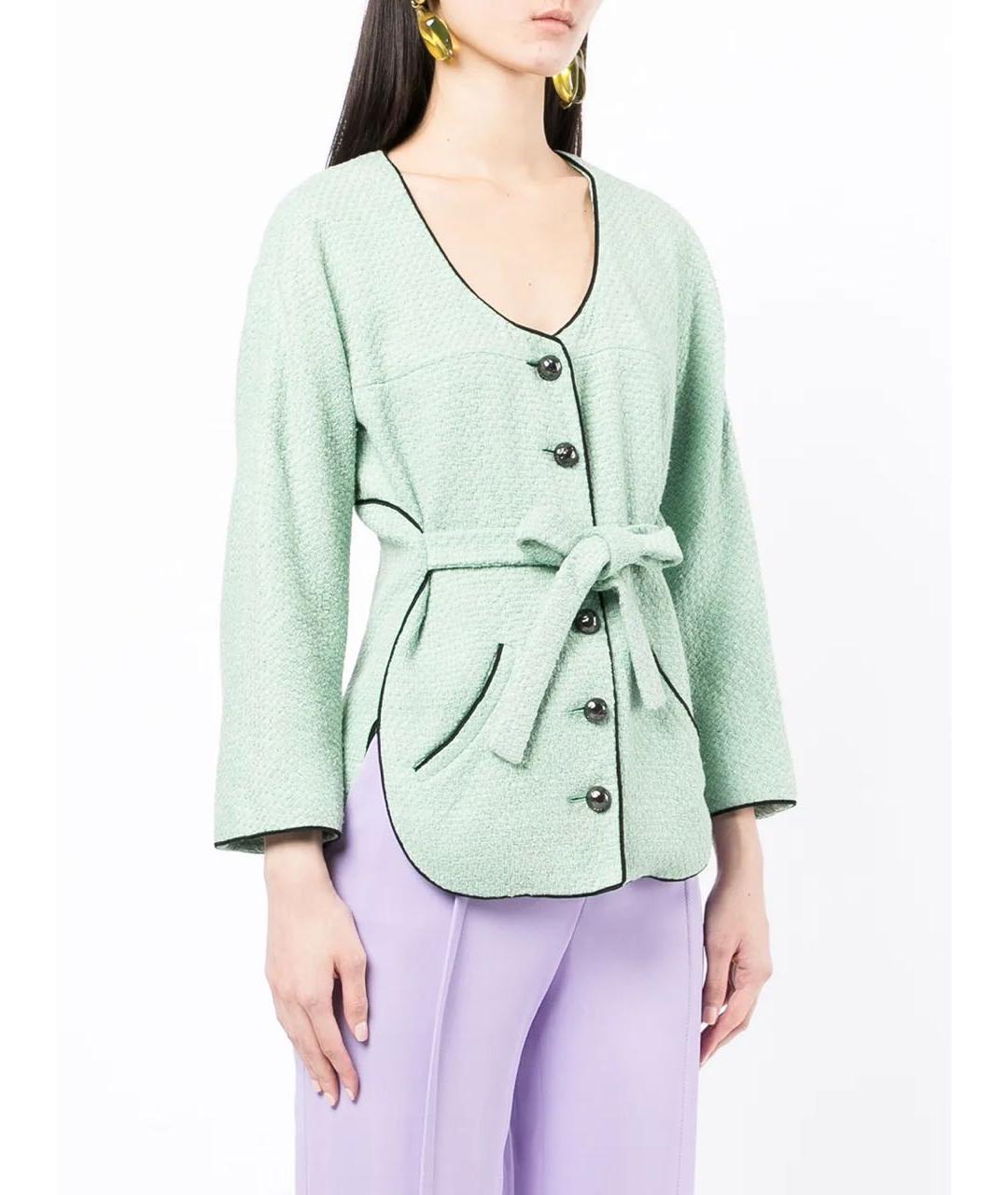 CHANEL Бирюзовый хлопковый жакет/пиджак, фото 7