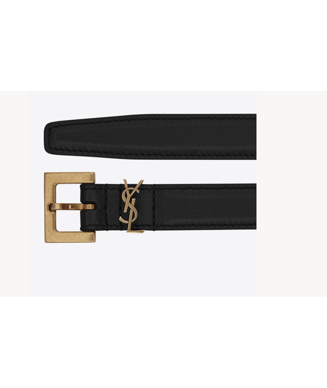 SAINT LAURENT Черный кожаный ремень, фото 2
