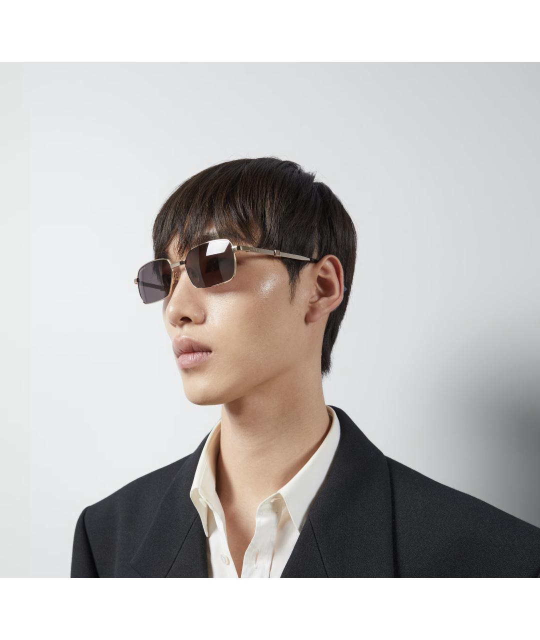 GUCCI Золотые металлические солнцезащитные очки, фото 4