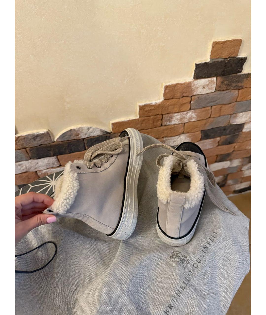 BRUNELLO CUCINELLI Бежевые замшевые кеды, фото 2