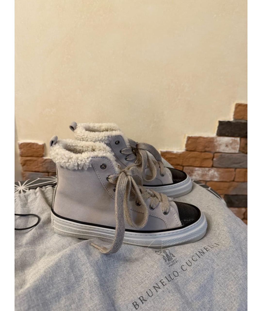 BRUNELLO CUCINELLI Бежевые замшевые кеды, фото 8