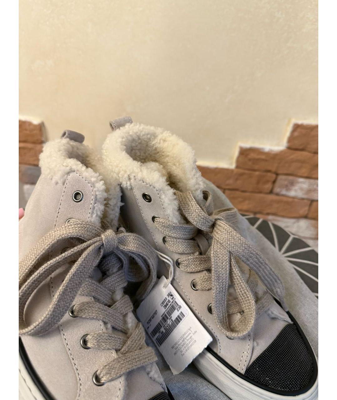 BRUNELLO CUCINELLI Бежевые замшевые кеды, фото 4