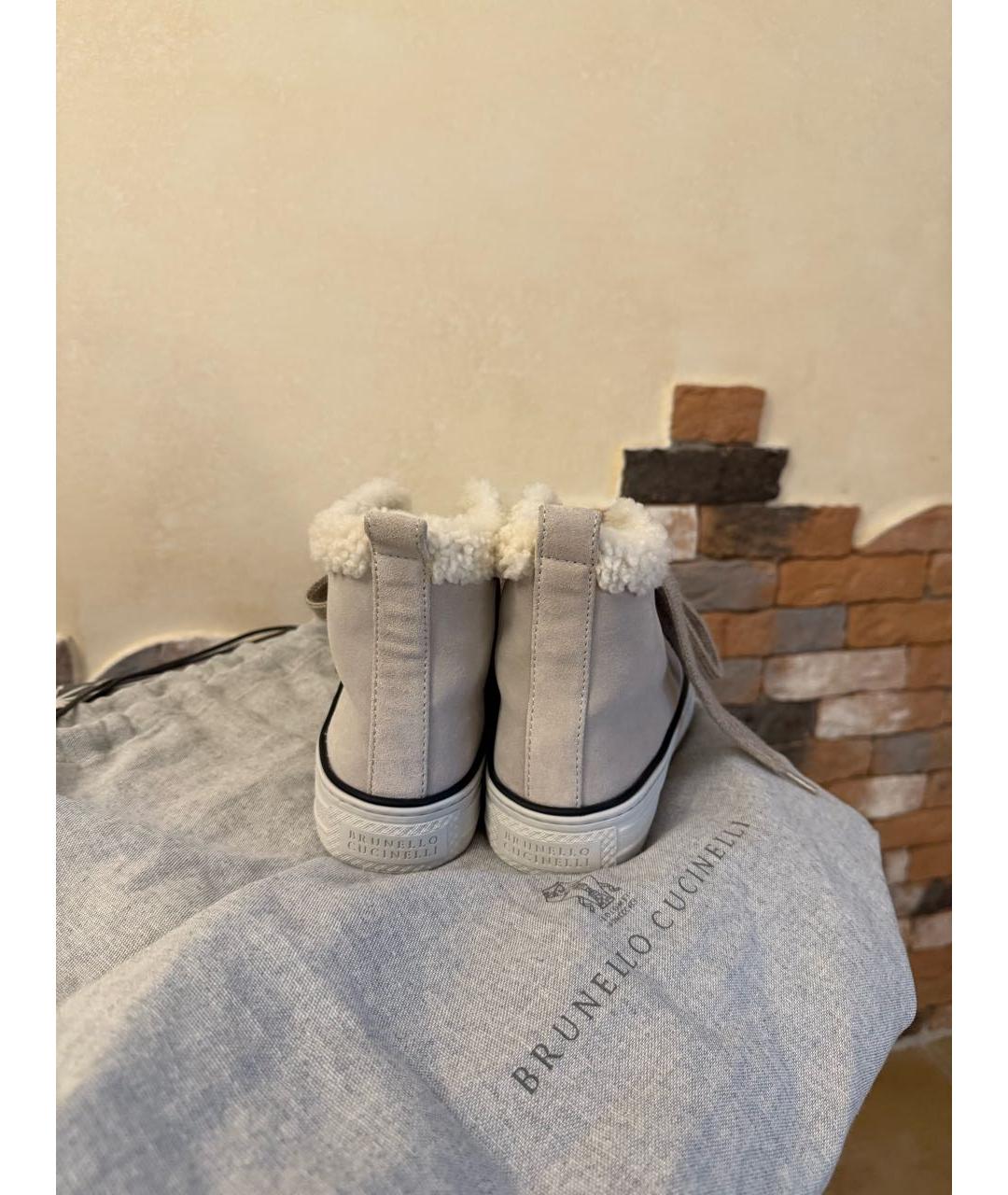 BRUNELLO CUCINELLI Бежевые замшевые кеды, фото 3