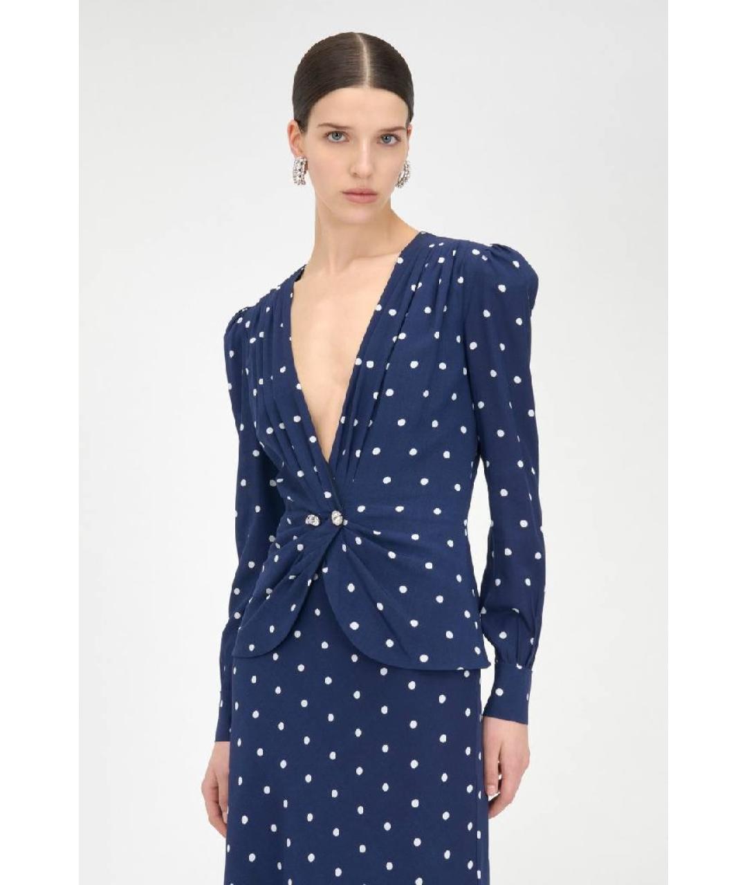 ALESSANDRA RICH Темно-синее шелковое платье, фото 4