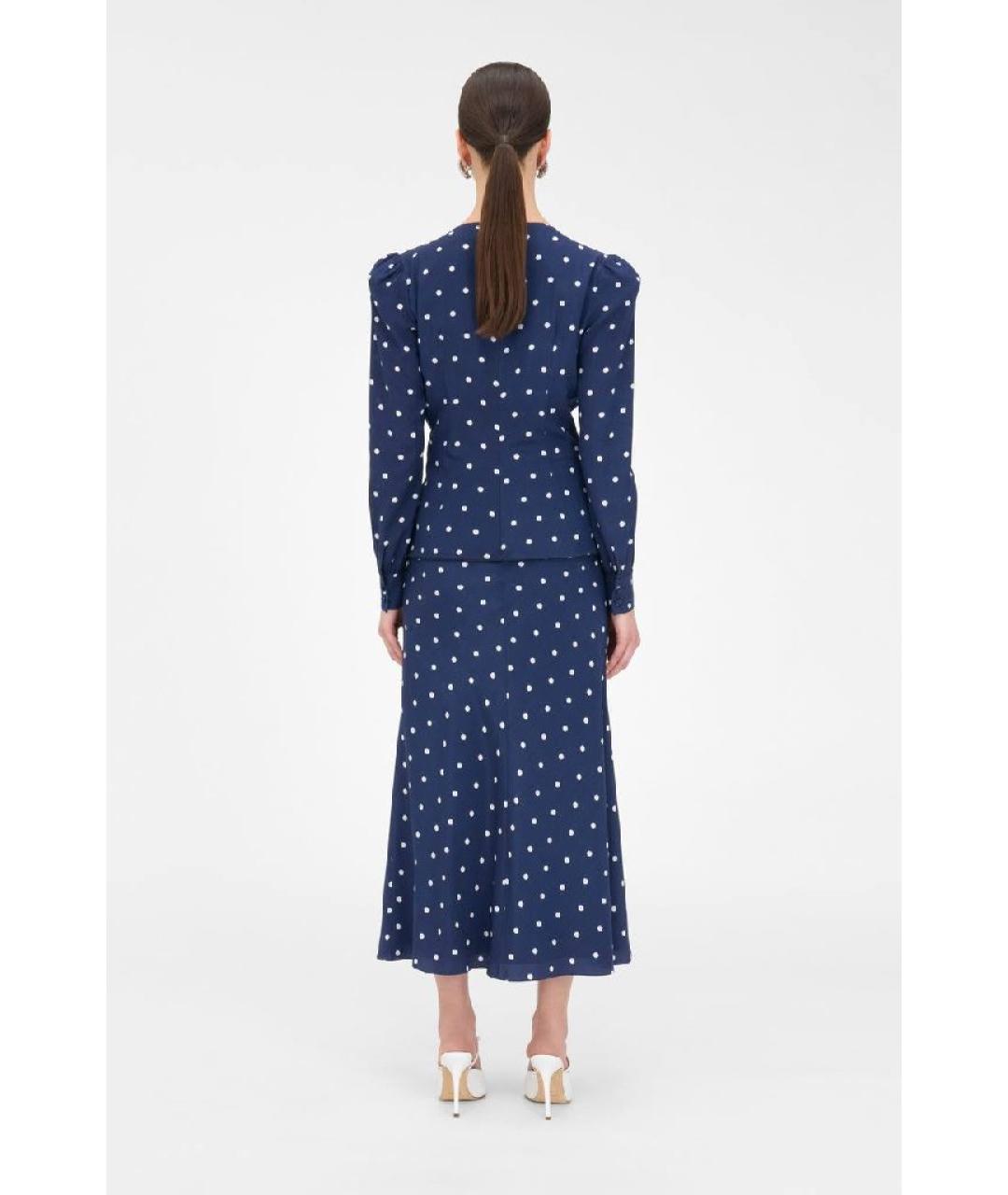 ALESSANDRA RICH Темно-синее шелковое платье, фото 3