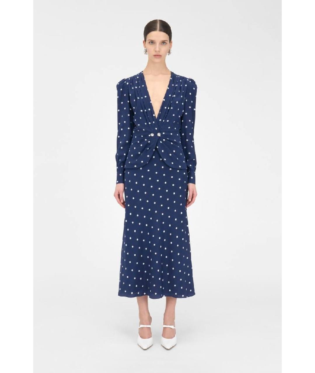 ALESSANDRA RICH Темно-синее шелковое платье, фото 2