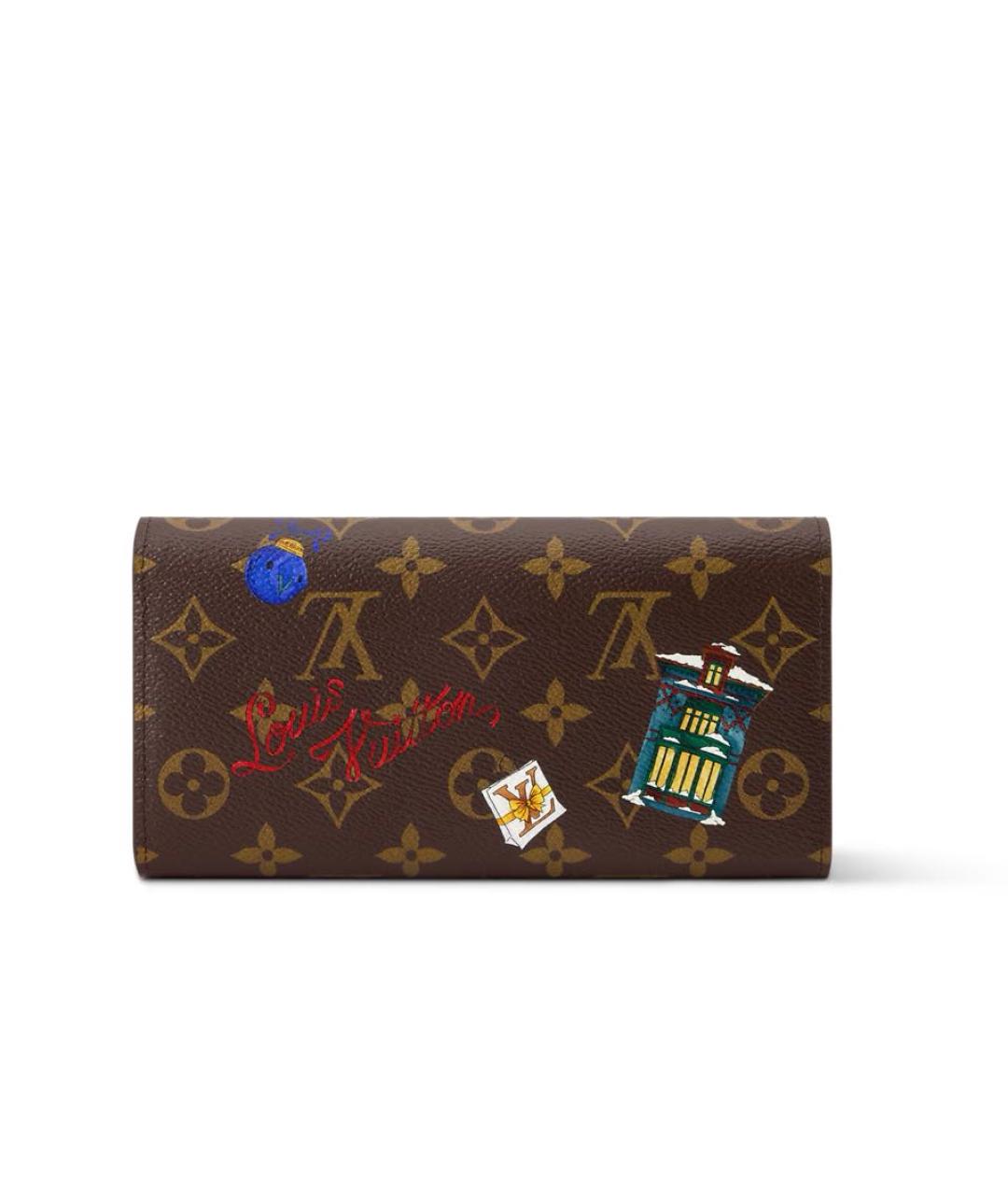 LOUIS VUITTON Коричневый кожаный кошелек, фото 4