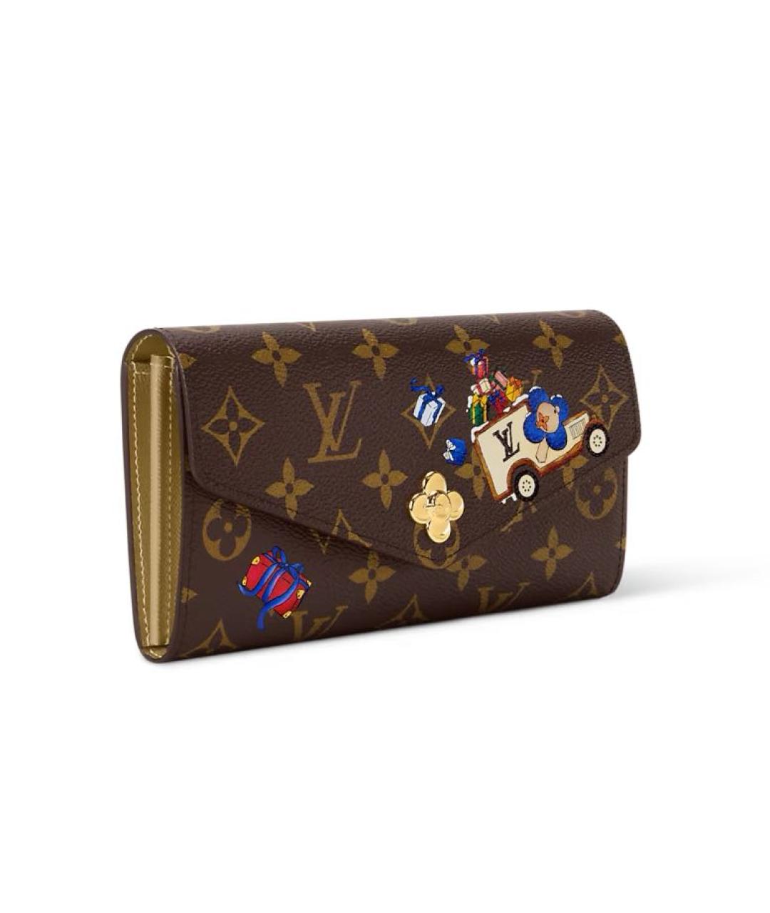 LOUIS VUITTON Коричневый кожаный кошелек, фото 3