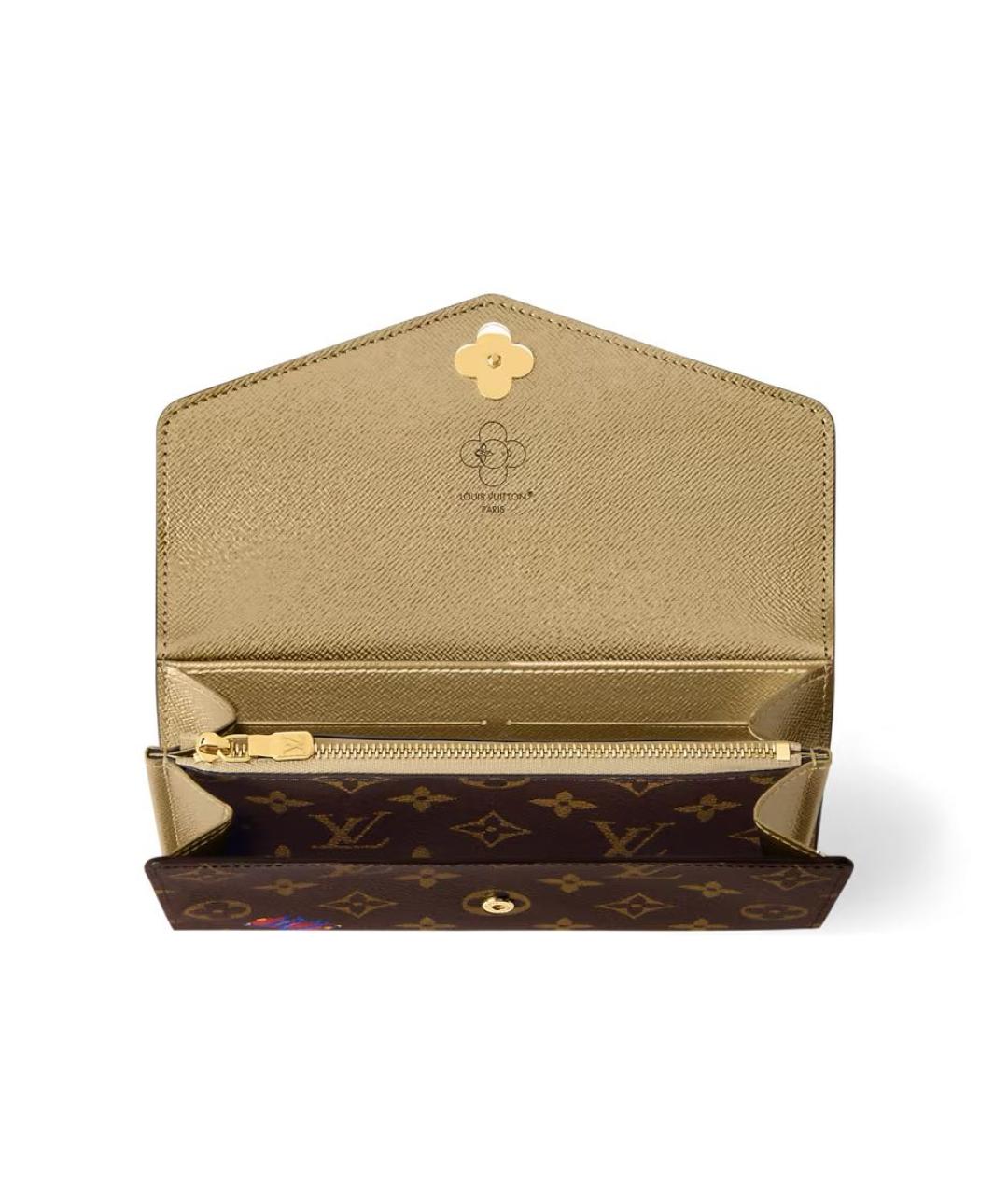 LOUIS VUITTON Коричневый кожаный кошелек, фото 2