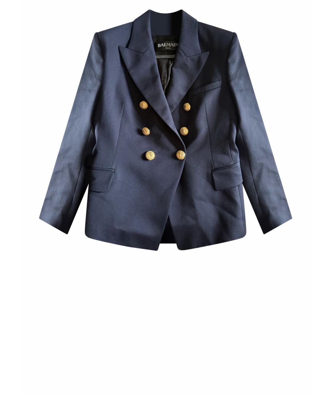 BALMAIN Темно-синий шерстяной жакет/пиджак, фото 1
