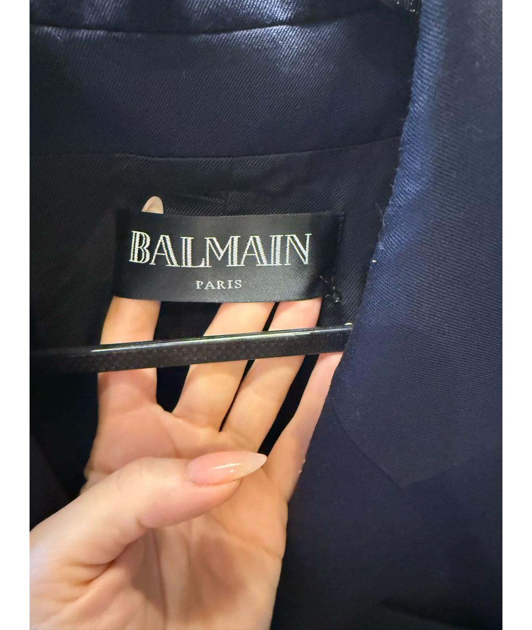 BALMAIN Темно-синий шерстяной жакет/пиджак, фото 3