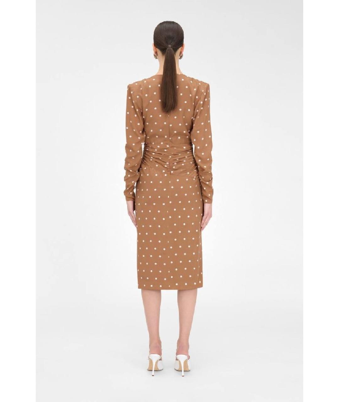 ALESSANDRA RICH Горчичное шелковое платье, фото 3