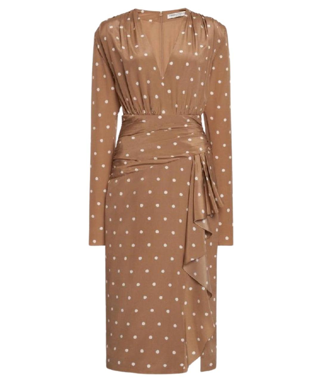 ALESSANDRA RICH Горчичное шелковое платье, фото 1