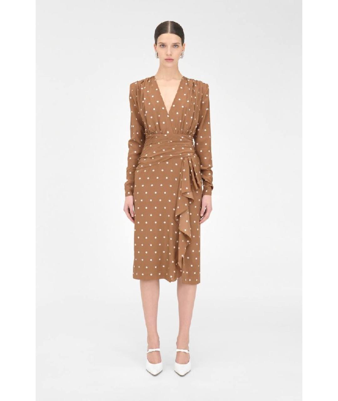 ALESSANDRA RICH Горчичное шелковое платье, фото 2