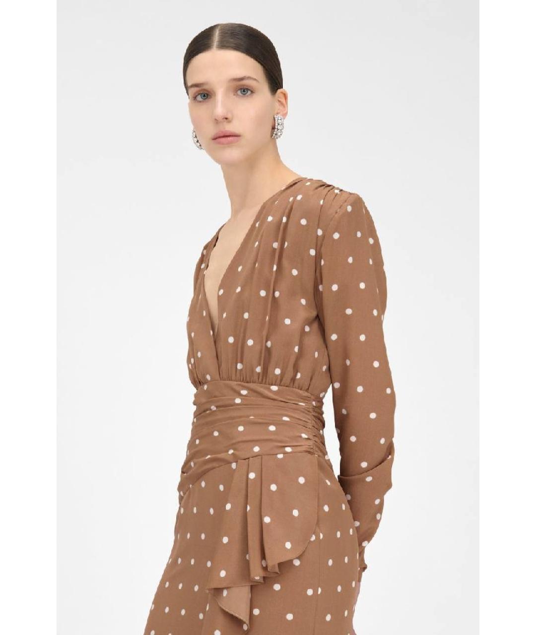 ALESSANDRA RICH Горчичное шелковое платье, фото 5