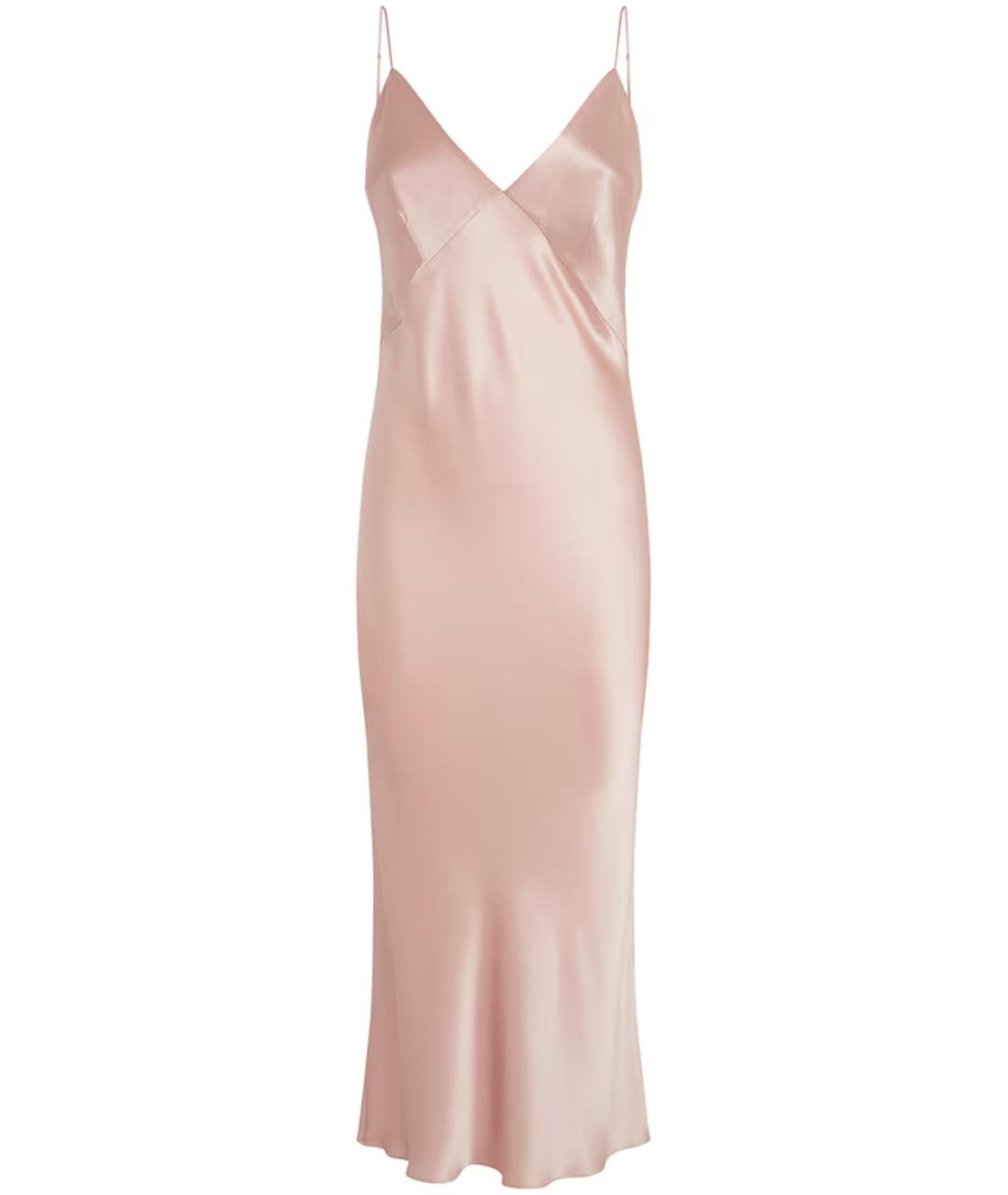 OLIVIA VON HALLE Розовое шелковое коктейльное платье, фото 1