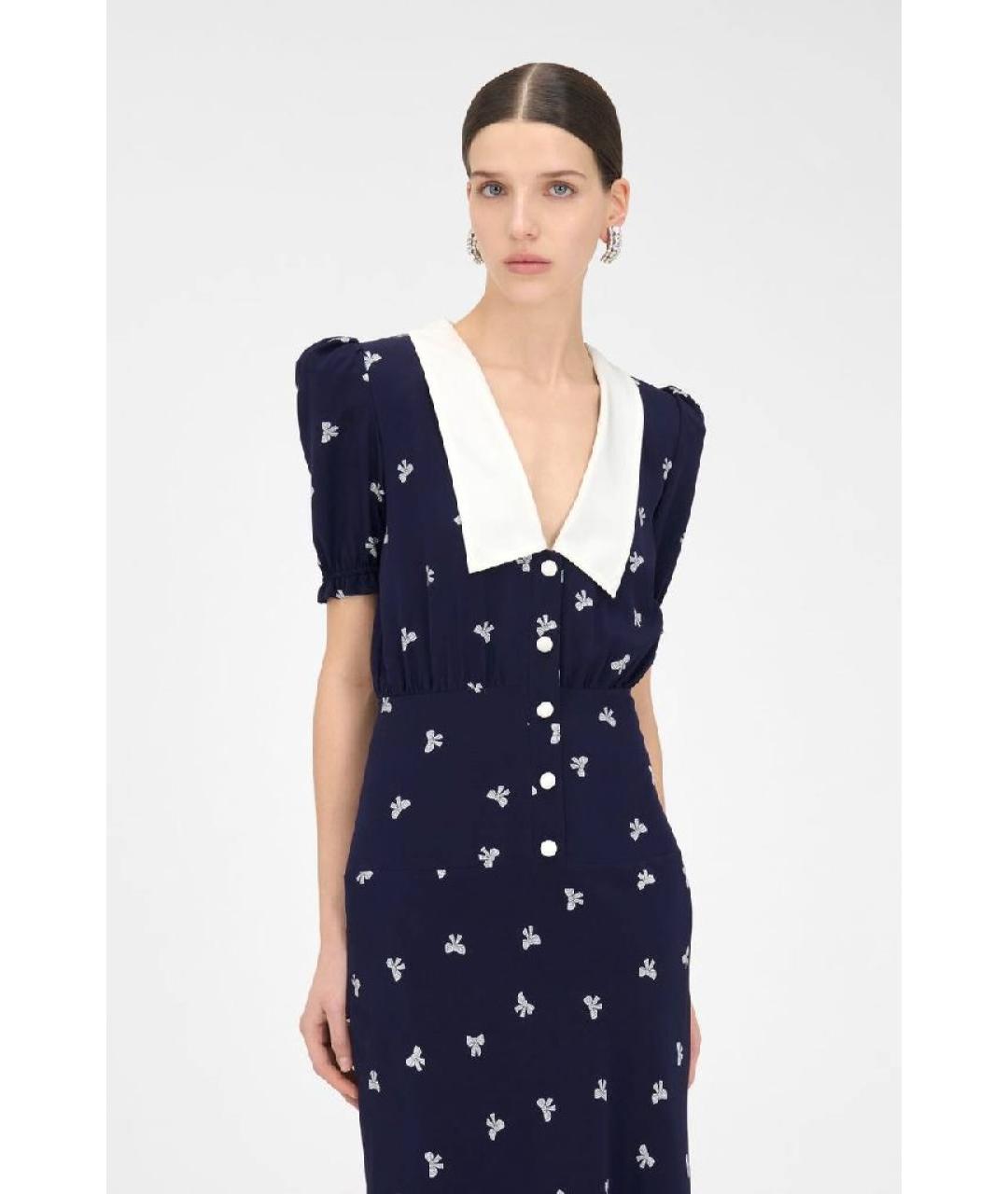 ALESSANDRA RICH Темно-синее шелковое платье, фото 4