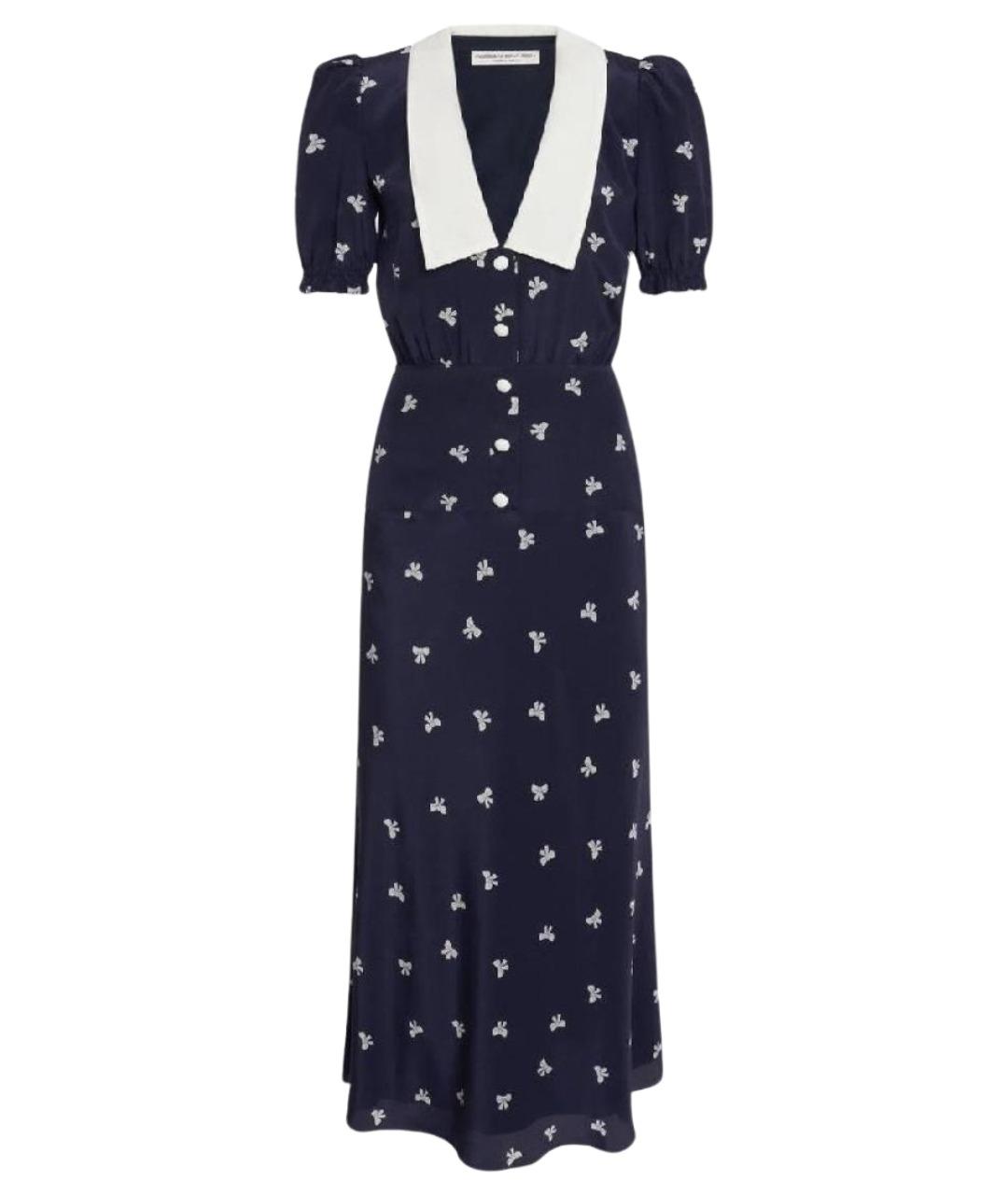 ALESSANDRA RICH Темно-синее шелковое платье, фото 1