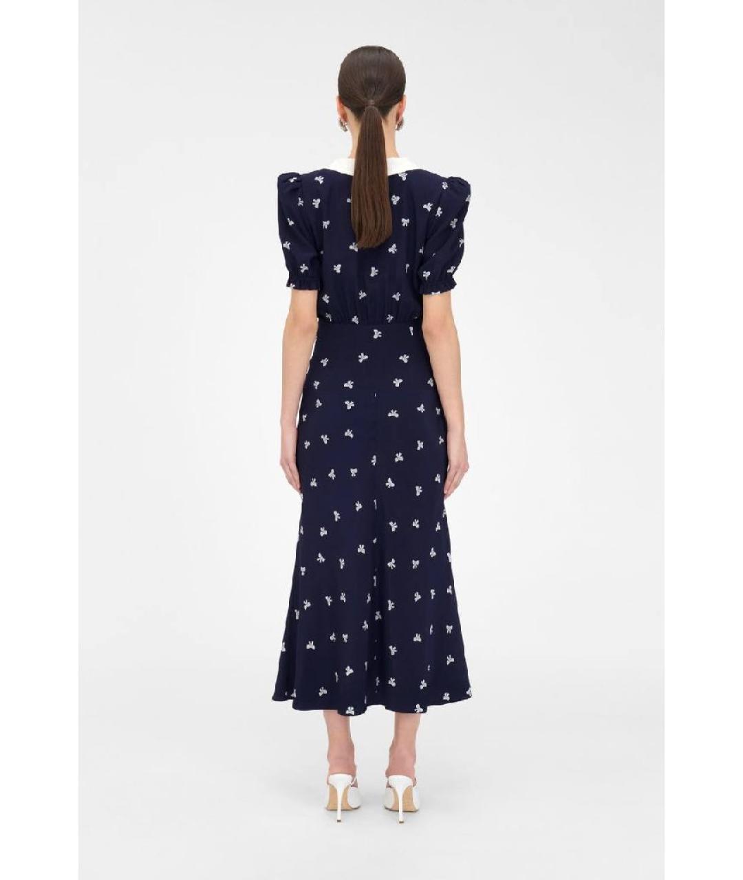 ALESSANDRA RICH Темно-синее шелковое платье, фото 5