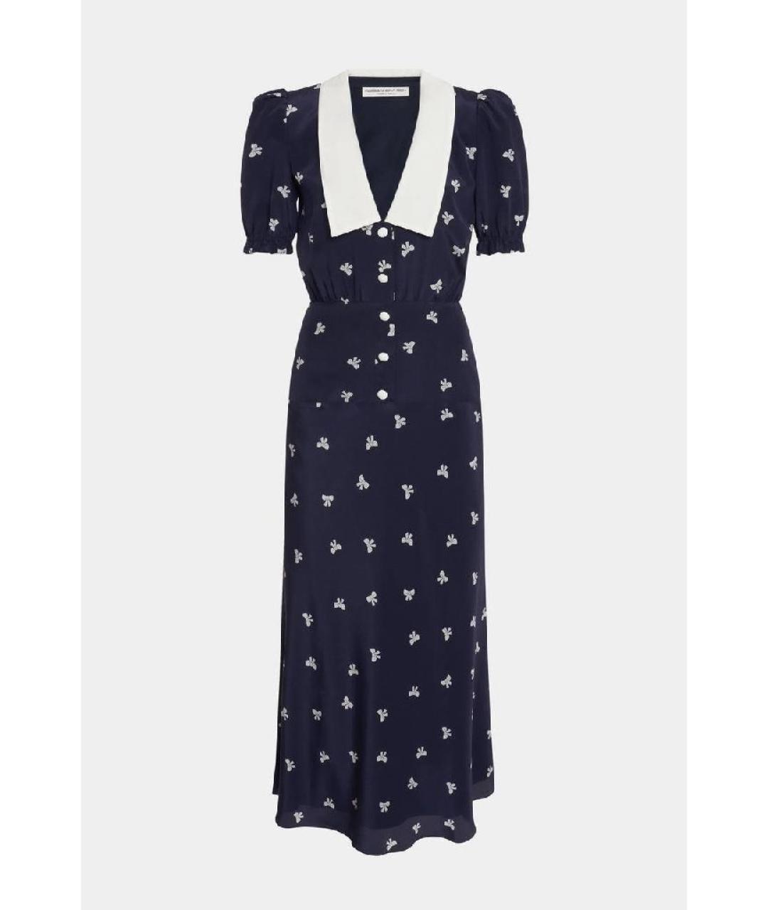 ALESSANDRA RICH Темно-синее шелковое платье, фото 6